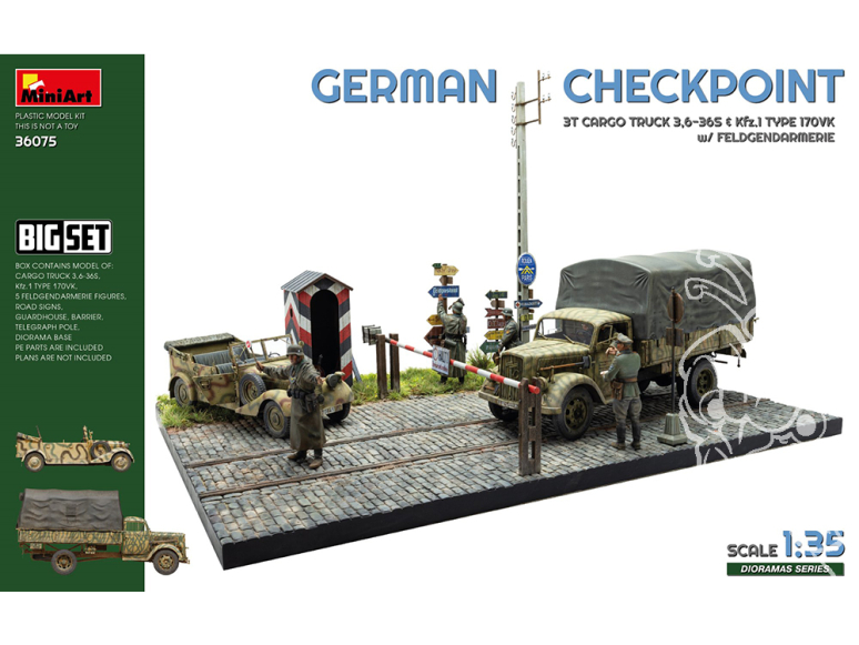 Mini Art maquette militaire 36075 POSTE DE CONTRÔLE ALLEMAND BIG SET 1/35