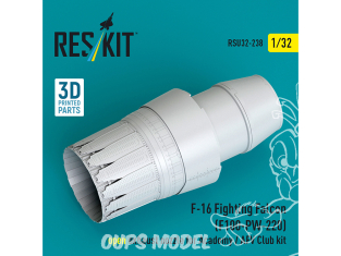 ResKit RSU32-0238 Tuyère d'éjection ouverte F100-PW-220 pour F-16 Fighting Falcon kits Academy / AFV Club 1/32