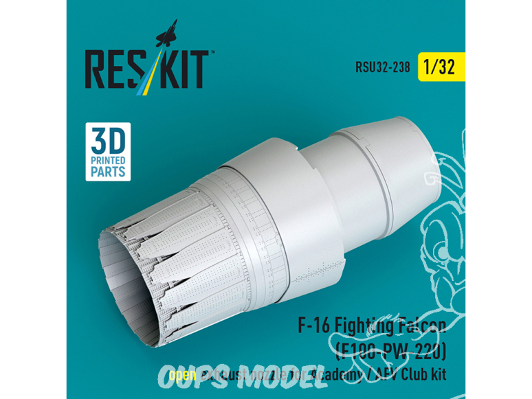 ResKit RSU32-0238 Tuyère d'éjection ouverte F100-PW-220 pour F-16 Fighting Falcon kits Academy / AFV Club 1/32