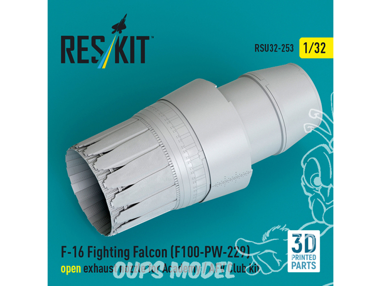 ResKit RSU32-0253 Tuyère d'éjection ouverte F100-PW-229 pour F-16 Fighting Falcon kits Academy / AFV Club 1/32