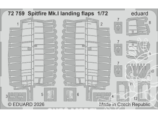 Eduard photodecoupe avion 72759 Volets d'atterrissage Spitfire Mk.I Eduard 1/72