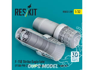 ResKit RSU32-0259 Tuyères d'échappement ouvertes pour F-15E Strike Eagle version tardive, F100-PW-229 kits Tamiya 1/32