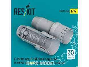 ResKit RSU32-0260 Tuyères d'échappement ouvertes pour F-15I Ra'am F-15K Slam Eagle late moteurs F100-PW-229 kits Tamiya 1/32