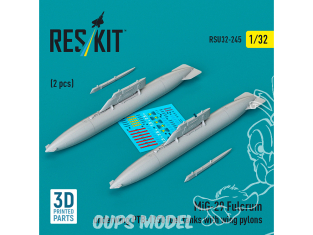 ResKit RSU32-0245 Réservoirs de carburant sous voilure PTB-1150 pour MiG-29 Fulcrum, avec pylônes lot de 2, impression 3D 1/32