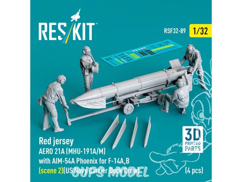 ResKit Figurine RSF32-0089 4 Red jersey AERO 21A MHU-191A/M1 missile AIM-54A Phoenix F-14A/B scène 2 1/32
