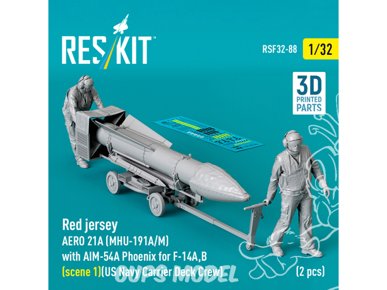 ResKit Figurine RSF32-0088 2 Red jersey AERO 21A MHU-191A/M 1 équipé d'un missile AIM-54A Phoenix F-14A/B Scène 1 1/32