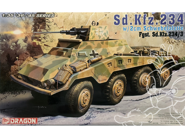 DRAGON maquette militaire 6969 Sd.Kfz.234 w/2cm Schwebelafette Fgst. Sd.Kfz.234/3 1/35