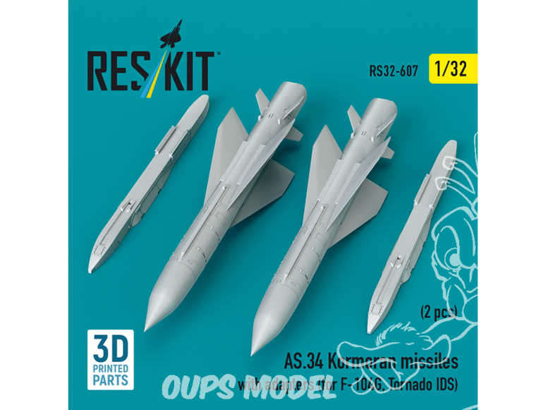 ResKit kit RS32-0607 Missiles AS.34 Kormoran avec adaptateurs 2 pièces pour F-104G, Tornado IDS 1/32