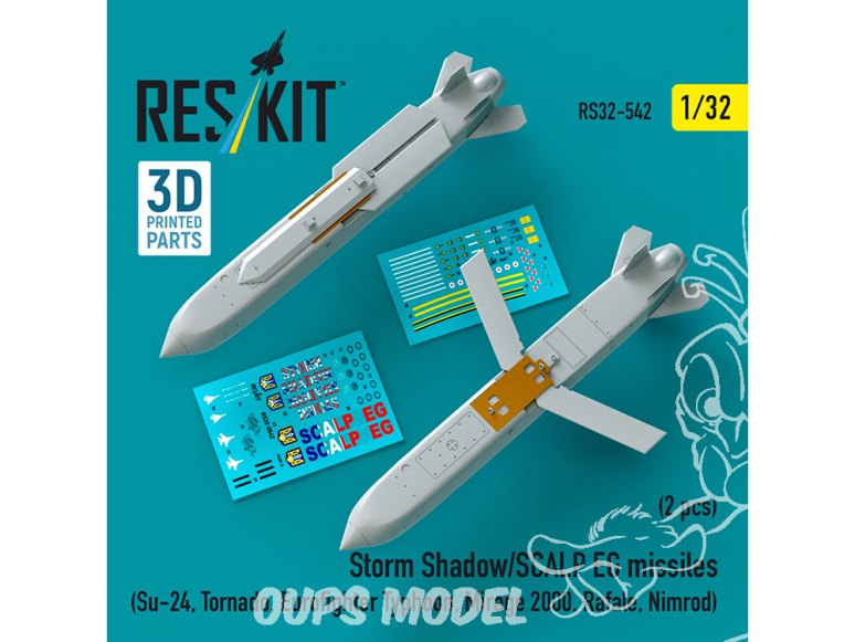 ResKit kit RS32-0542 Missiles Storm Shadow/SCALP EG 2p Su-24, Tornado, Eurofighter Typhoon, Mirage 2000, Rafale, Nimrod 1/32