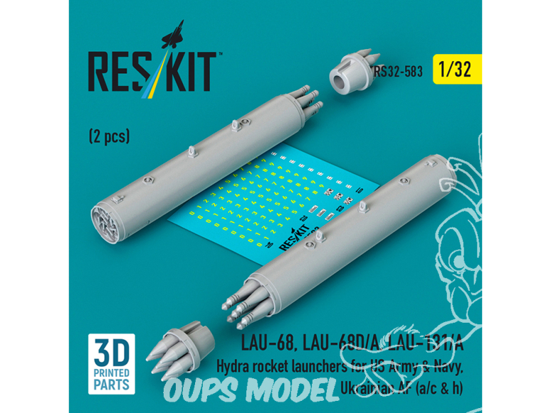 ResKit kit RS32-0583 Lance-roquettes Hydra LAU-68 LAU-68D/A LAU-131/A US Army US Navy, armée de l'air ukrainienne lot de 2 1/32