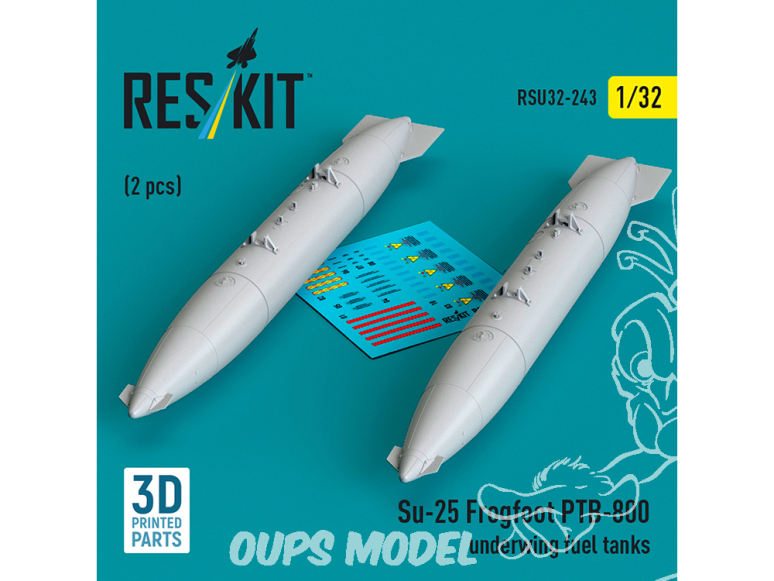 ResKit RSU32-0243 Réservoirs de carburant sous voilure PTB-800 pour Su-25 Frogfoot 2 pièce 1/32