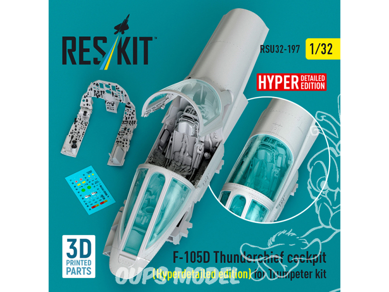 ResKit RSU32-0197 Cockpit de F-105D Thunderchief Édition hyper-détaillée kit Trumpeter 1/32