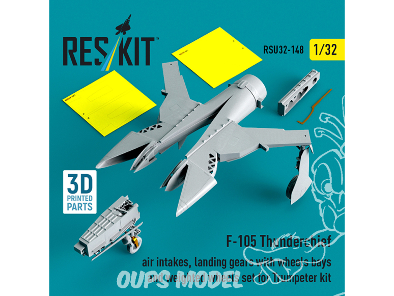 ResKit RSU32-0148 Prises d'air trains d'atterrissage avec puits de train et roues lestées F-105 Thunderchief kit Trumpeter 1/32