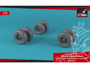 Armory Models kit d'amélioration hélicoptère AW72343 Roues CH-53 Sea Stallion early avec pneus affaissés 1/72