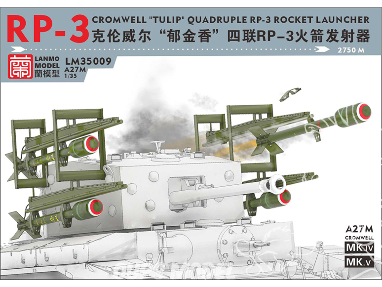 Lanmo Model maquette militaire LM35009 Lance-roquettes quadruple RP-3 « Tulip » sur Cromwell 1/35