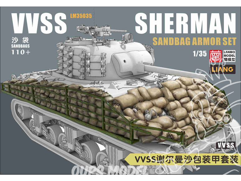 Lanmo Model maquette militaire LM35035 Kit de blindage en sacs de sable VVSS Sherman WWII 1/35