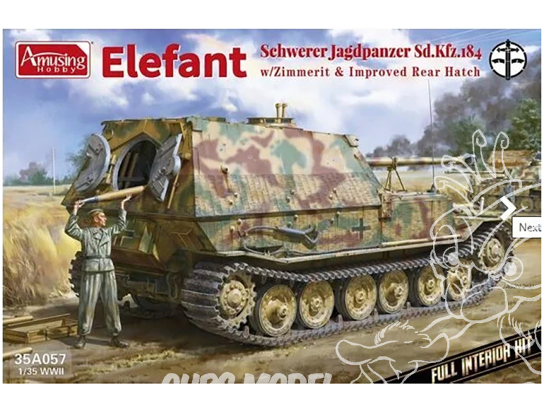 Amusing maquette militaire 35A057 Chasseur de chars lourds Elefant Sd.Kfz.184 avec Zimmerit 1/35