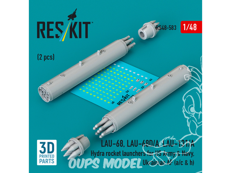 ResKit kit RS48-0583 Lance-roquettes Hydra LAU-68 LAU-68D/A LAU-131/A US Army US Navy, armée de l'air ukrainienne lot de 2 1/48