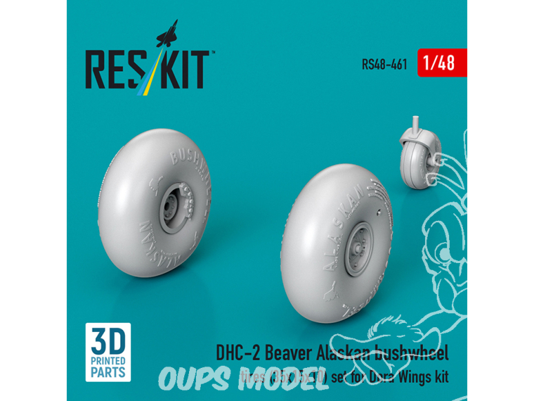 ResKit kit RS48-0461 Jeu de pneus Alaskan Bushwheel (35x15x10) pour le kit DHC-2 Beaver de Dora Wings 1/48