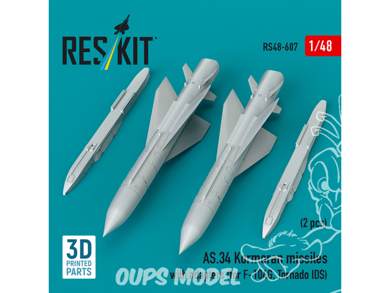ResKit kit RS48-0607 Missiles AS.34 Kormoran avec adaptateurs 2 pièces pour F-104G, Tornado IDS 1/48