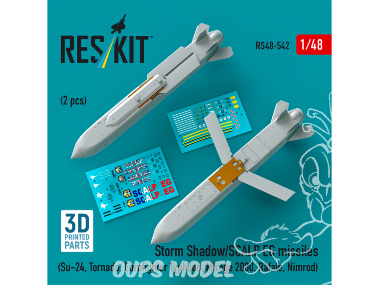 ResKit kit RS48-0542 Missiles Storm Shadow/SCALP EG 2p Su-24, Tornado, Eurofighter Typhoon, Mirage 2000, Rafale, Nimrod 1/48