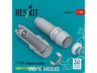 ResKit kit d'amelioration avion RSU48-0474 Tuyères d'échappement pour F-111F ouvertes et fermées kit Academy impression 3D 1/48