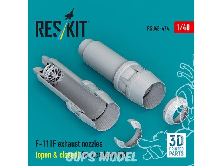 ResKit kit d'amelioration avion RSU48-0474 Tuyères d'échappement pour F-111F ouvertes et fermées kit Academy impression 3D 1/48
