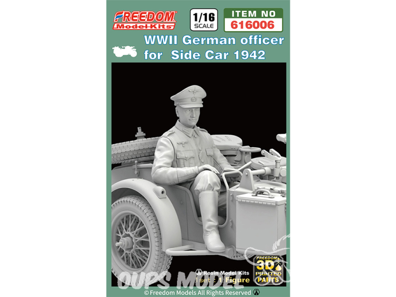 Freedom maquette militaire 616006 Officier Allemand WWII pour Moto R75 avec Side Car 1942 1/16