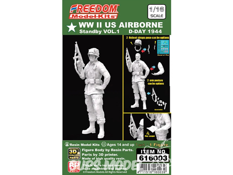 Freedom maquette militaire 616003 Parachutiste US WWII D-Day 1944 Vol.1 1/16