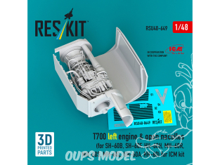 ResKit amelioration RSU48-0649 Moteur gauche T700 et nacelles ouvertes pour MH-60 UH-60 HH-60 kit ICM Impression 3D 1/48