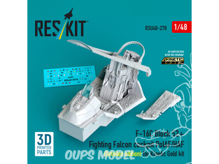 ResKit amelioration RSU48-0278 Cockpit F-16C Block 52+ Fighting Falcon (PolAF/HAF) Édition détaillée kit Kinetic Gold 1/48