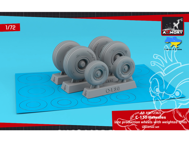Armory Models kit d'amélioration avion AW72363 Roues C-130 Hercules Late avec pneus affaissés 1/72