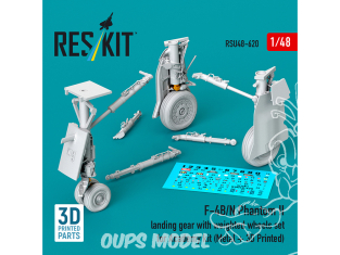ResKit avion RSU48-0620 Train d'atterrissage F-4B/N Phantom II roues lestées Kit Academy métal + impression 3D 1/48