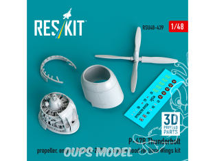 ResKit amelioration RSU48-0439 Hélice, moteur P&W R-2800 et capot moteur de P-47B Thunderbolt kit Dora Wings 1/48