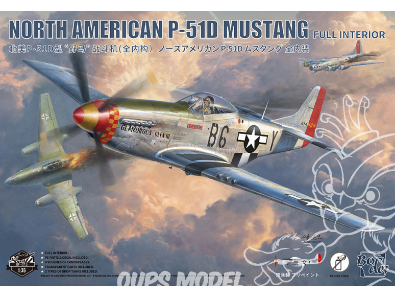 Border model maquette avion BF-015 P-51D Mustang Intérieur complet 1/35