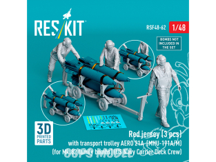 ResKit amelioration RSf48-0062 Maillot rouge Moderne chariot transport AERO 21A MHU-191A/M 1p pour bombes famille Mk.82 3D 1/48