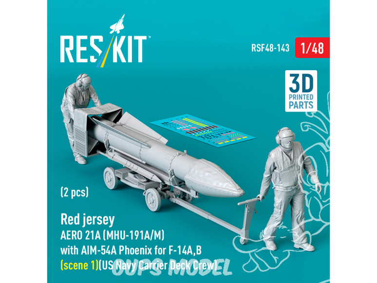 ResKit amelioration RSf48-0143 Red jersey 2p AERO 21A MHU-191A/M 1pcs avec AIM-54A Phoenix 1pcs pour F-14A,B scene 1 1/48