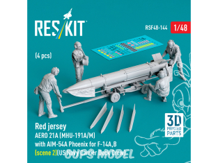 ResKit amelioration RSf48-0144 Red jersey 2p AERO 21A MHU-191A/M 1pcs avec AIM-54A Phoenix 1pcs pour F-14A,B scene 2 1/48