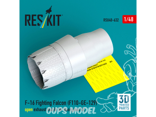 ResKit kit d'amelioration avion RSU48-0632 Tuyère chappement ouverte F-16 Fighting Falcon F110-GE-129 Kit Hasegawa 1/48