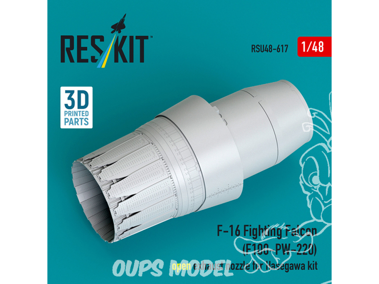 ResKit kit d'amelioration avion RSU48-0617 Tuyère d’échappement ouverte du F-16 Fighting Falcon (F100-PW-220) Kit Hasegawa 1/48
