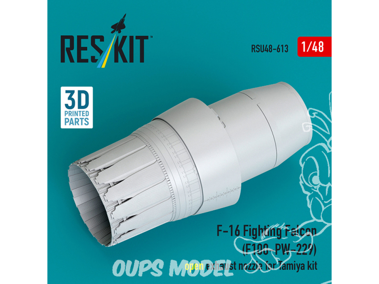 ResKit kit d'amelioration avion RSU48-0613 Tuyère d'échappement ouverte pour F-16 Fighting Falcon (F100-PW-229) Kit Tamiya 1/48