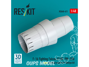 ResKit kit d'amelioration avion RSU48-0611 Tuyère d’échappement ouverte du F-16 Fighting Falcon (F100-PW-220) Kit Tamiya 1/48