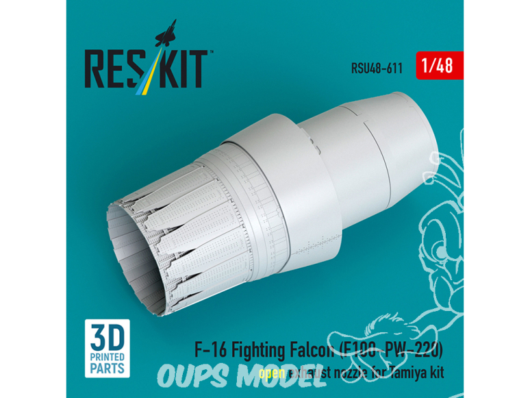 ResKit kit d'amelioration avion RSU48-0611 Tuyère d’échappement ouverte du F-16 Fighting Falcon (F100-PW-220) Kit Tamiya 1/48
