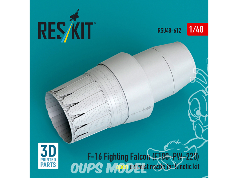 ResKit kit d'amelioration avion RSU48-0612 Tuyère d'échappement ouverte F-16 Fighting Falcon (F100-PW-220), Kit Kinetic 1/48