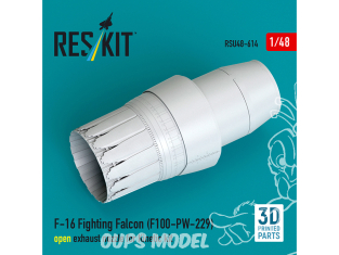 ResKit kit d'amelioration avion RSU48-0614 Tuyère d'éjection ouverte du F-16 Fighting Falcon (F100-PW-229) Kit Kinetic 1/48