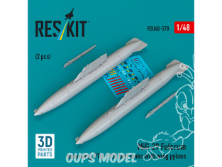 ResKit RSU72-0578 Réservoirs de carburant externes PTB-1150 MiG-29 Fulcrum pylônes d'aile 2p imprimée en 3D 1/72