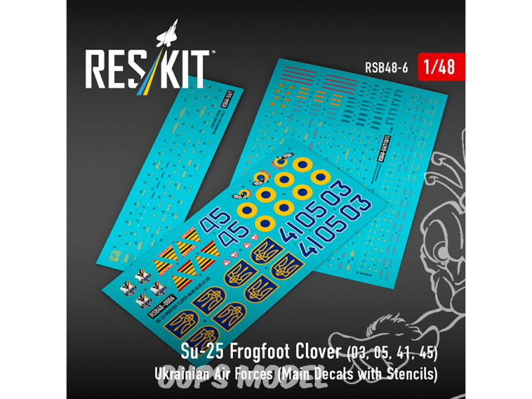 ResKit RSB48-0006 Su-25 Frogfoot Clover BLUE 03 05 41 45 ukrainiennes Décalcomanies principales avec pochoirs 1/48