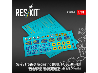 ResKit RSB48-0008 Décalcomanies marquages ​​techniques Su-25 Frogfoot ukrainienne motifs géométriques num 17 33 01 02 1/48