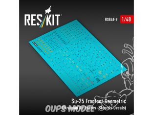 ResKit RSB48-0009 Pochoirs et decalques géométriques pour Su-25 Frogfoot des forces aériennes ukrainiennes 1/48