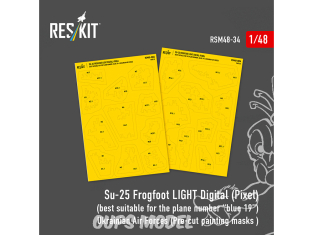 ResKit RSM48-0034 Camouflage numérique pixel clair pour Su-25 Frogfoot adapté a d'appareil 19 en bleu 1/48